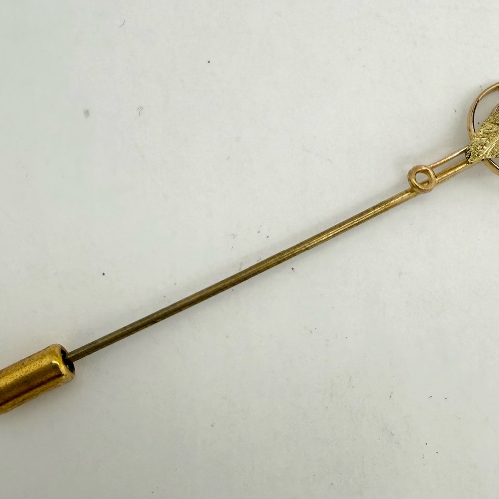 Vintage Art Nouveau Gold Filled Rhinestone Stick Brooch Hat Pin